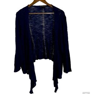 United States sweater Navy open short waterfall cardigan women 3X.